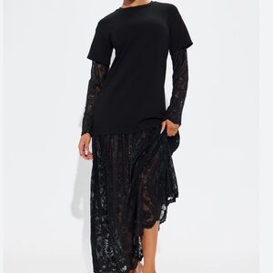 Fashion Nova Black Lace Maxi Dress